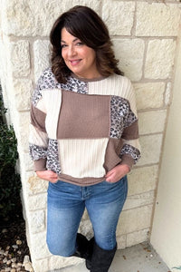 Rib Cable Knit Leopard Pullover Knit Top Shirts & Tops 1 Woman 