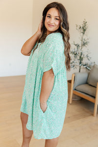 Rodeo Lights Dolman Sleeve Dress in Mint Floral Dresses Ave Shops 