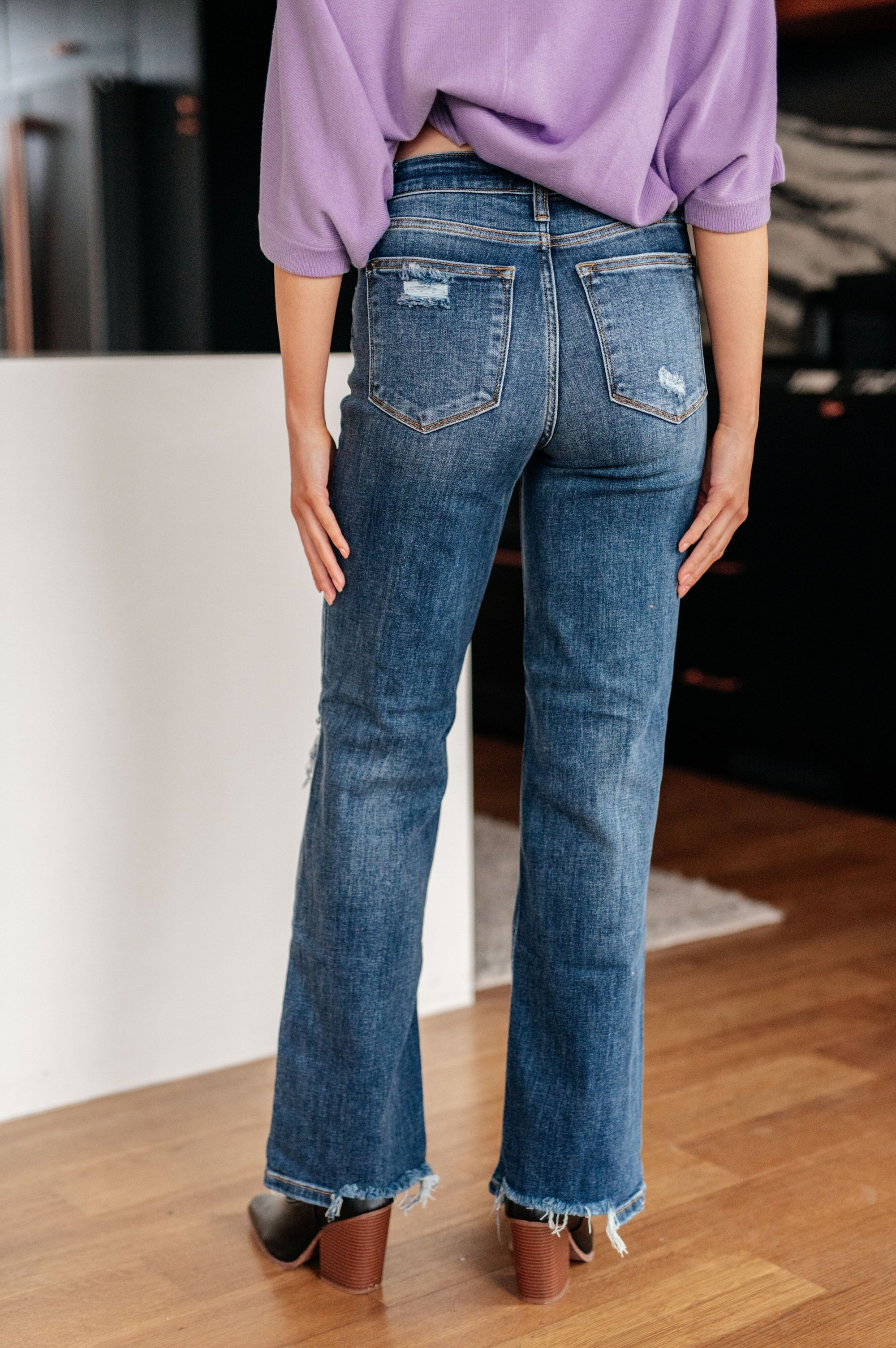 Rose High Rise 90's Straight Jeans in Dark Wash Womens Ave Shops 