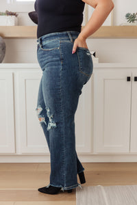 Rose High Rise 90's Straight Jeans in Dark Wash Womens Ave Shops 