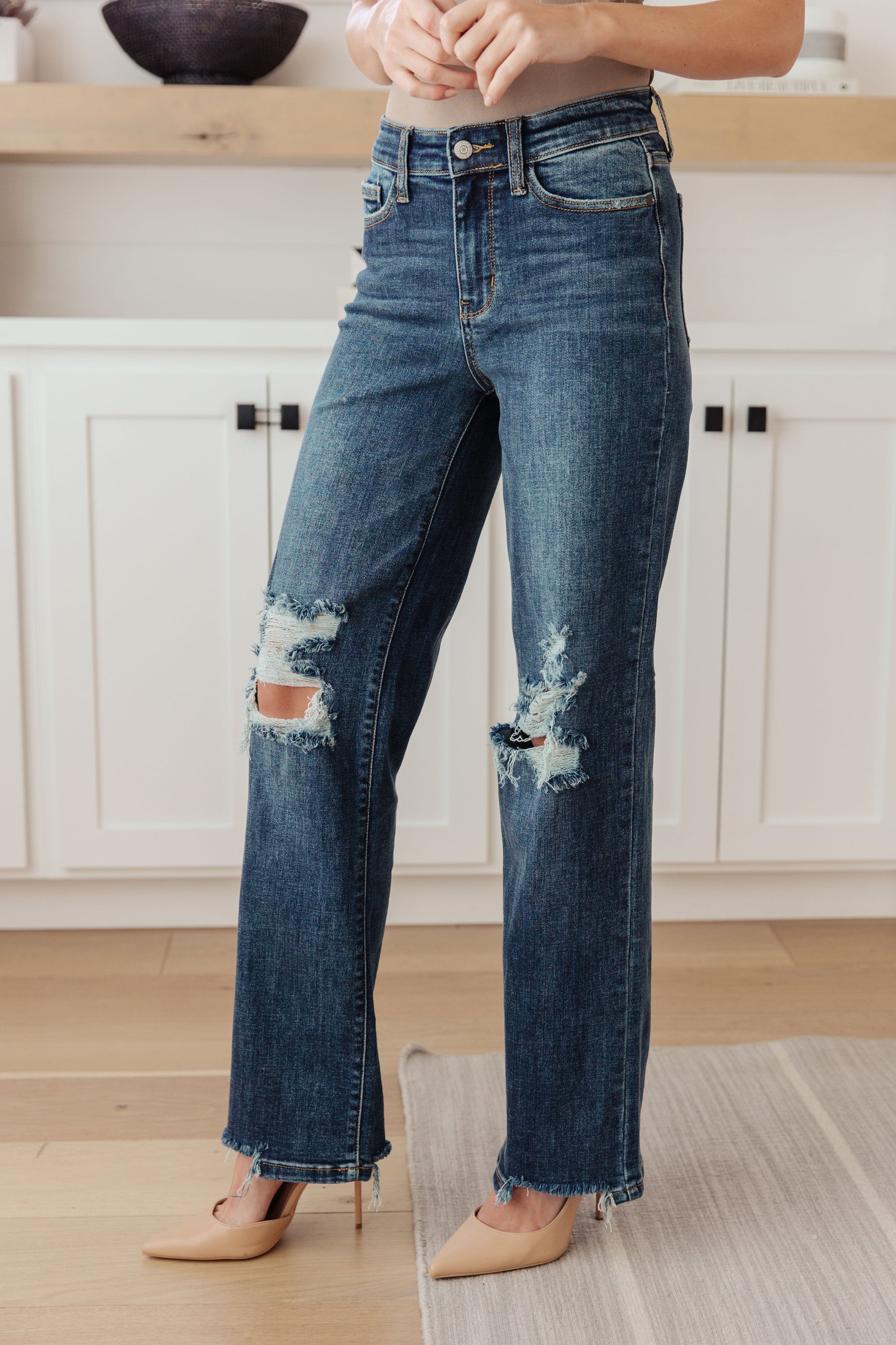 Rose High Rise 90's Straight Jeans in Dark Wash Womens Ave Shops 