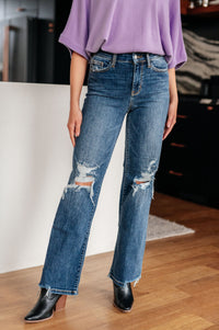 Rose High Rise 90's Straight Jeans in Dark Wash Womens Ave Shops 