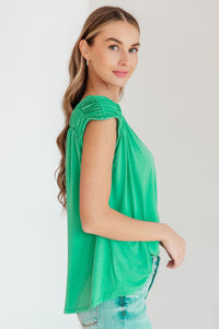 Ruched Cap Sleeve Top in Emerald Womens Ave Shops 