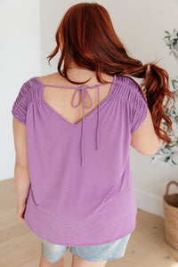 Ruched Cap Sleeve Top in Lavender Womens Ave Shops 