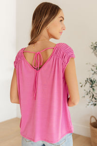 Ruched Cap Sleeve Top in Magenta Womens Ave Shops 