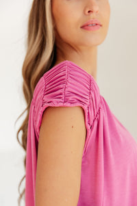Ruched Cap Sleeve Top in Magenta Womens Ave Shops 