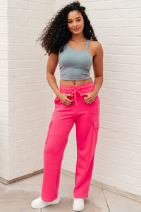 Run, Don't Walk Cargo Sweatpants in Flamingo Pink Athleisure Ave Shops 