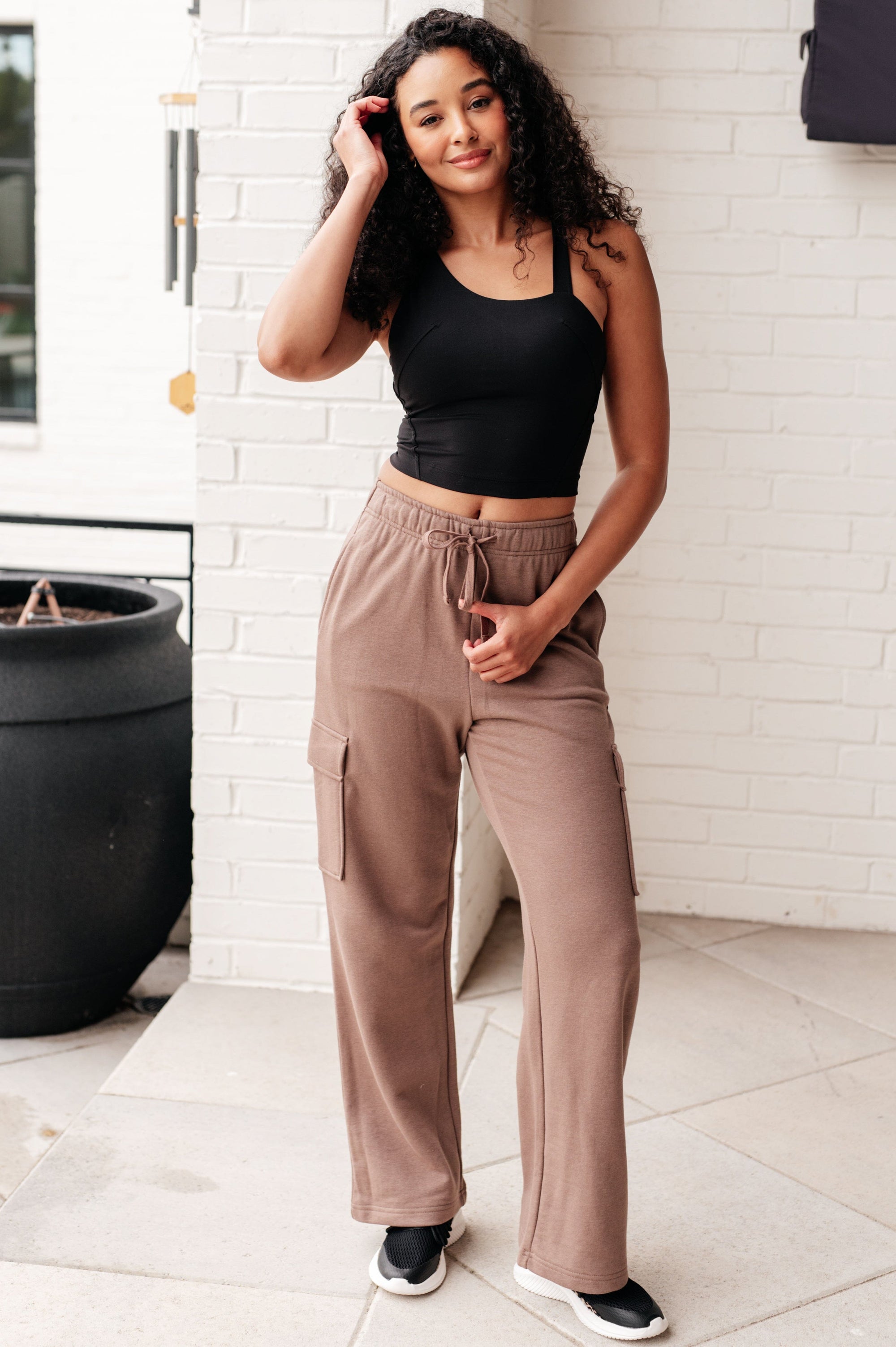 Run, Don't Walk Cargo Sweatpants in Smokey Brown Athleisure Ave Shops 