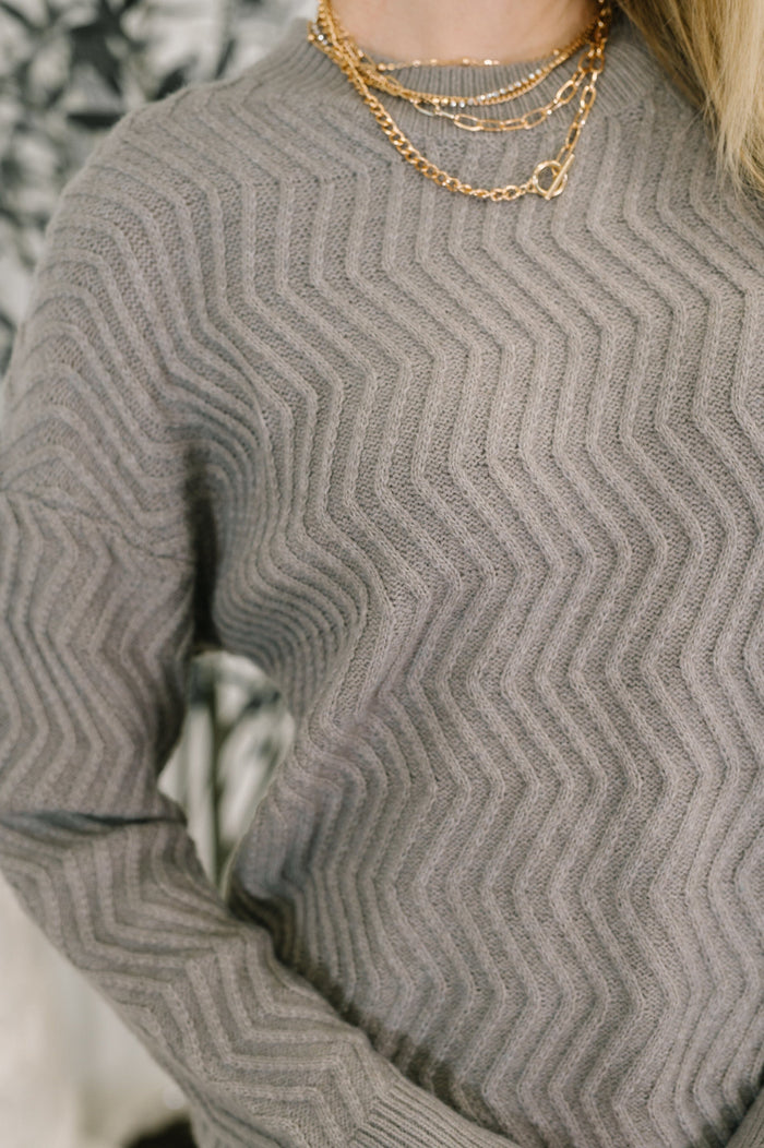 Rush of Joy Textured Long Sleeve Top Womens Ave Shops 