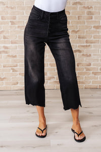 Ryan High Rise Button Fly Wide Leg Crop Jeans Womens Ave Shops 