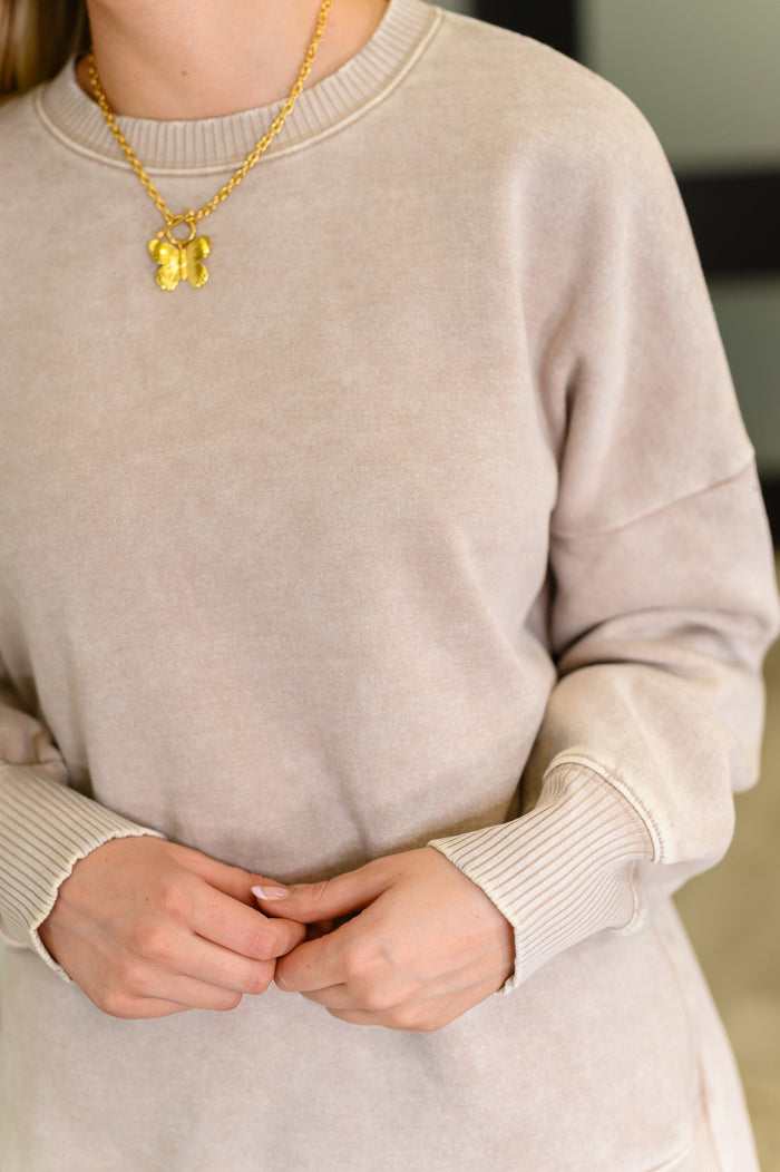Safe and Secure Mineral Wash Pullover in Ash Mocha Womens Ave Shops 