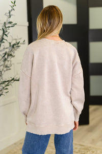 Safe and Secure Mineral Wash Pullover in Ash Mocha Womens Ave Shops 