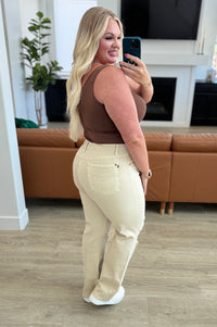 Selena High Rise Distressed 90's Straight Jeans in Bone Womens Ave Shops 