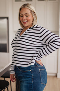 Self Improvement V-Neck Striped Sweater Womens Ave Shops 