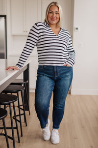 Self Improvement V-Neck Striped Sweater Womens Ave Shops 