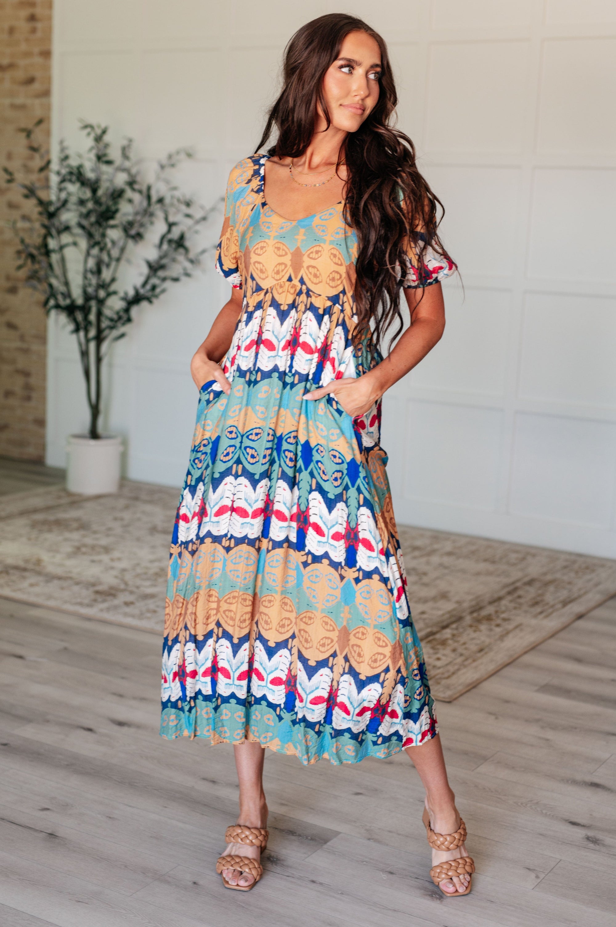 Shaping Reality V-Neck Balloon Sleeve Dress Dresses Ave Shops 