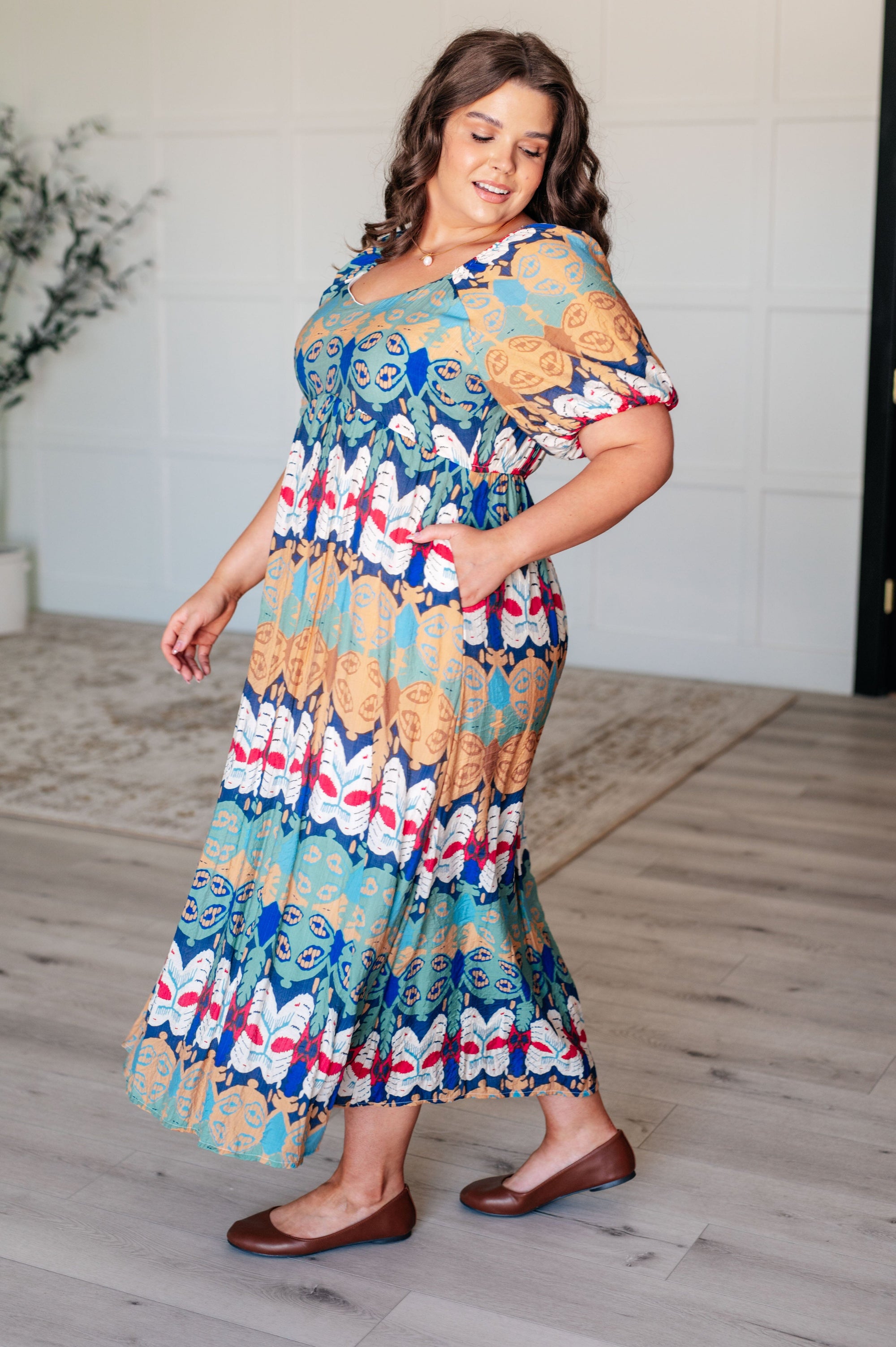 Shaping Reality V-Neck Balloon Sleeve Dress Dresses Ave Shops 
