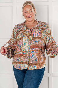 Show and Tell Mixed Print Peasant Blouse Blouses Ave Shops 
