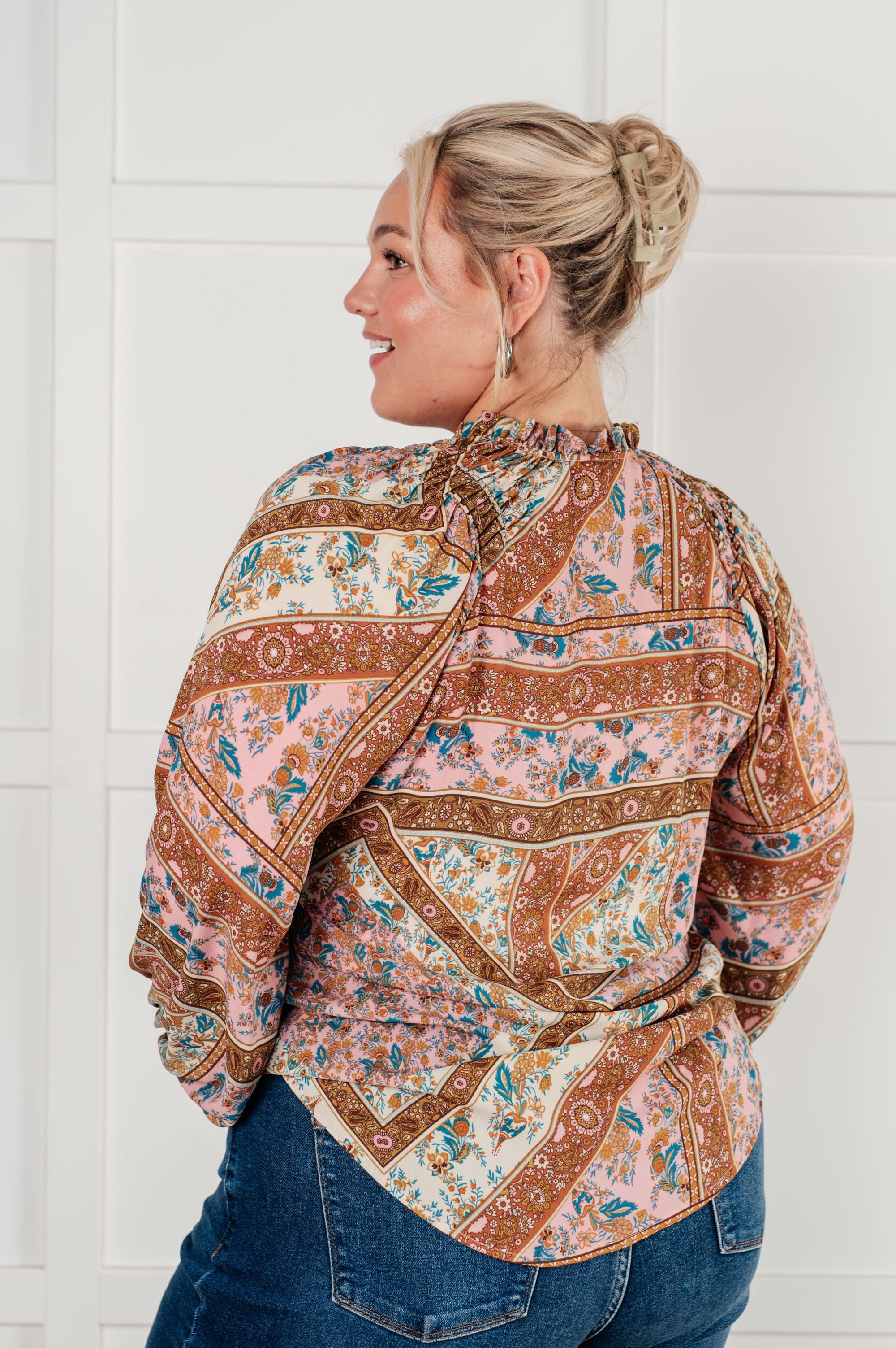 Show and Tell Mixed Print Peasant Blouse Blouses Ave Shops 