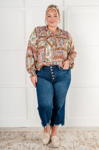 Show and Tell Mixed Print Peasant Blouse Blouses Ave Shops 