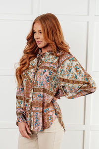 Show and Tell Mixed Print Peasant Blouse Blouses Ave Shops 