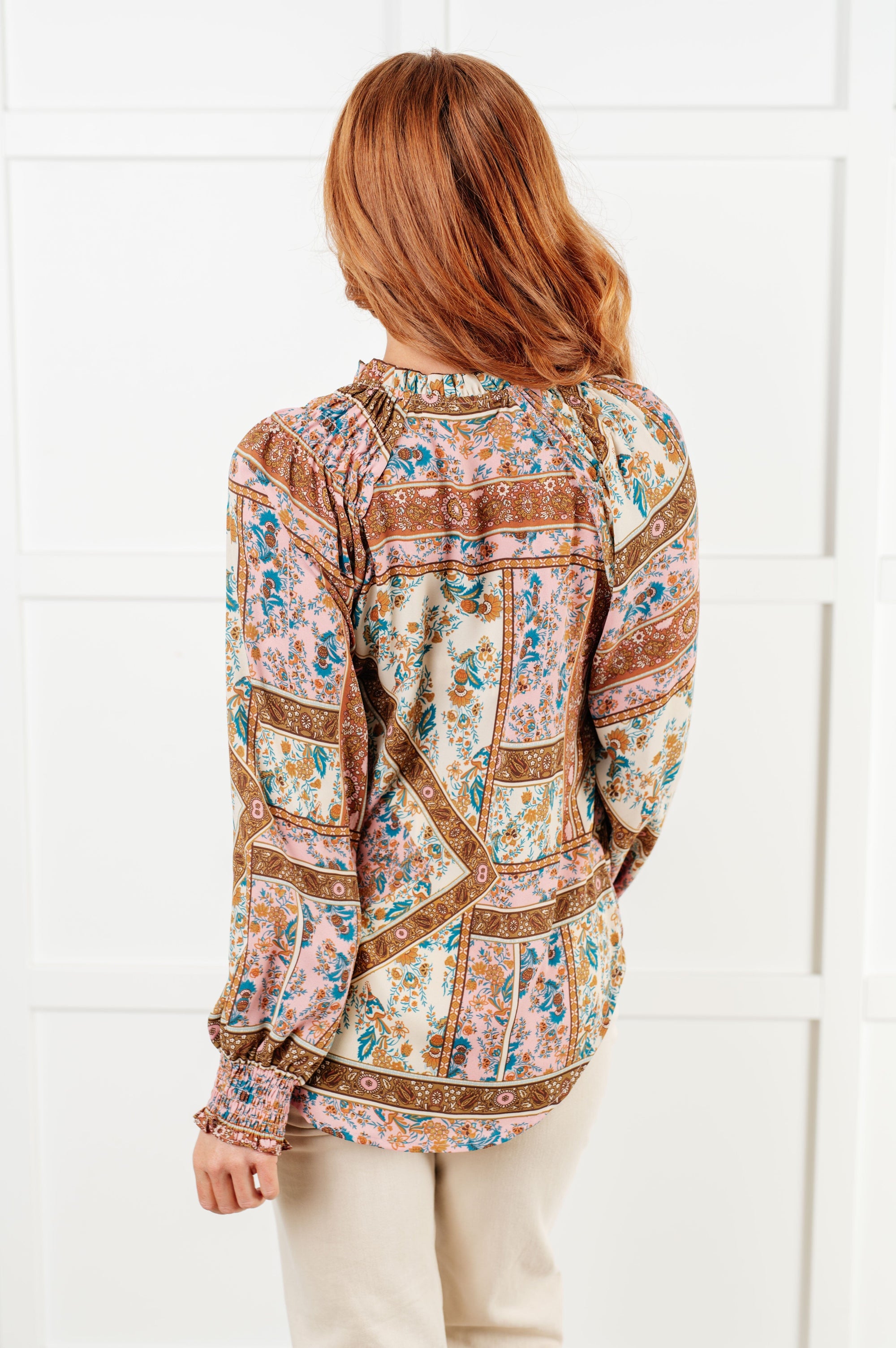 Show and Tell Mixed Print Peasant Blouse Blouses Ave Shops 