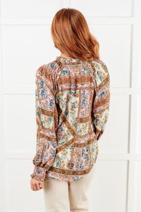 Show and Tell Mixed Print Peasant Blouse Blouses Ave Shops 