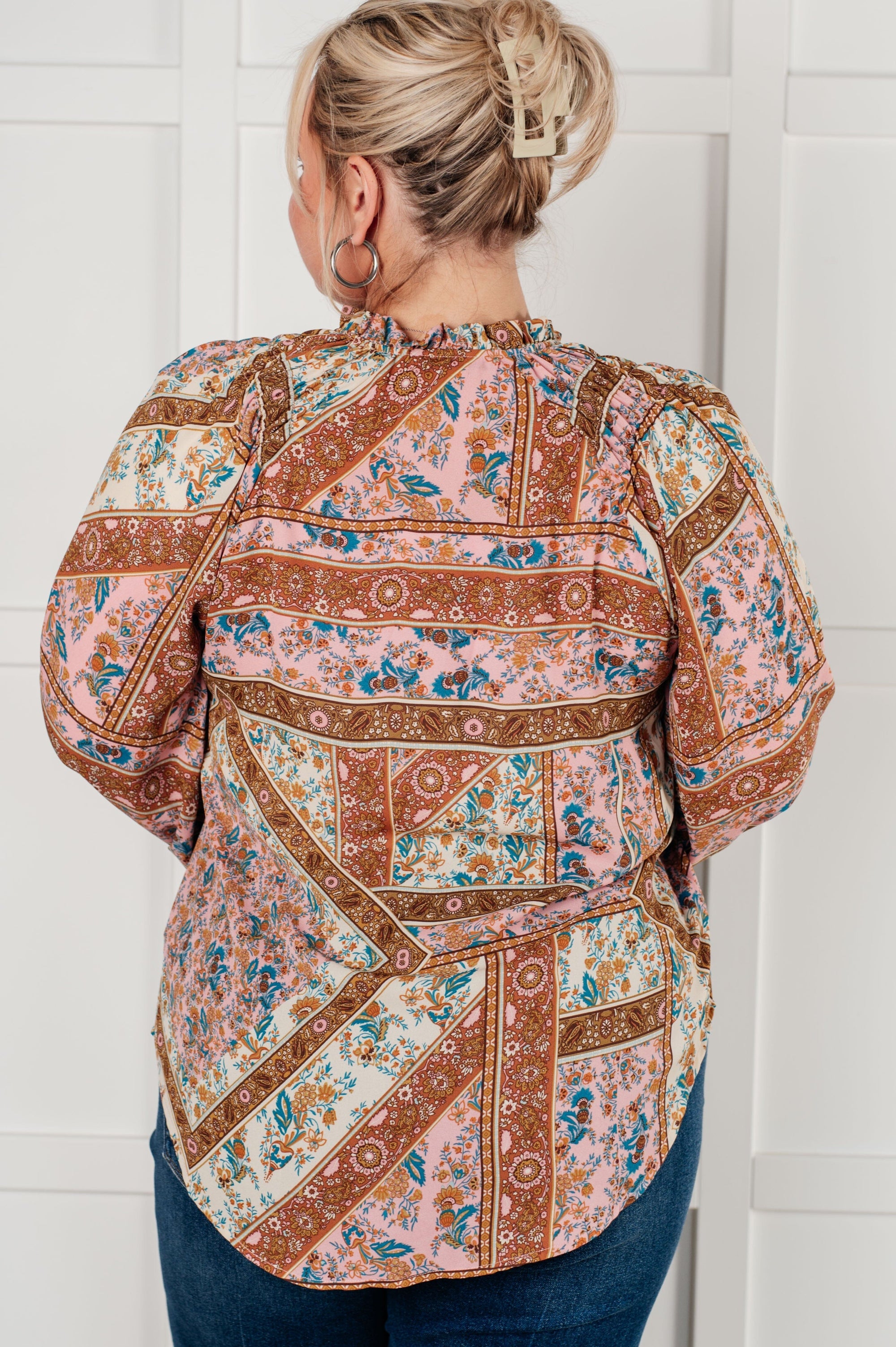 Show and Tell Mixed Print Peasant Blouse Blouses Ave Shops 