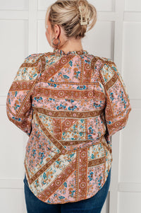 Show and Tell Mixed Print Peasant Blouse Blouses Ave Shops 
