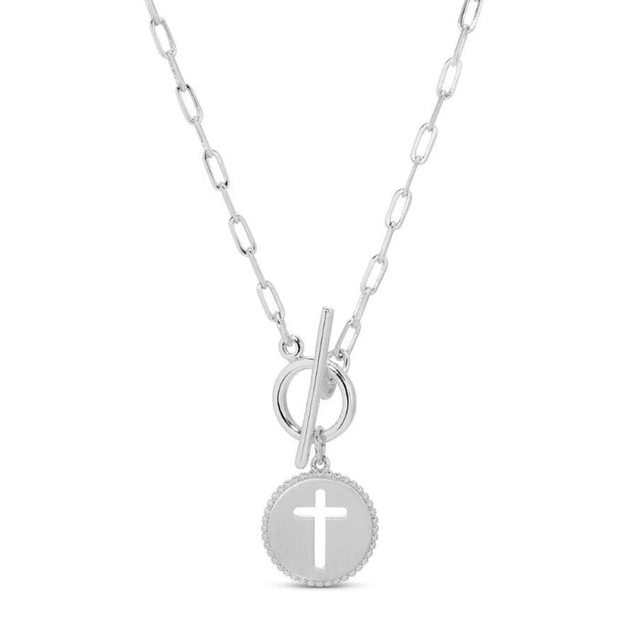 Silver Cross Paperclip Toggle Necklace Necklace Splendid Iris 