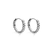 Silver Detailed Pave Huggies Earrings Splendid Iris 