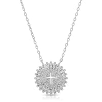 Silver Shimmering Cross Necklace Necklace Splendid Iris 