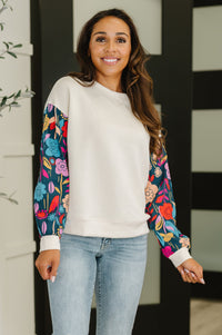 Sing a Melody Floral Sleeve Top Womens Ave Shops 