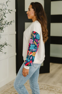 Sing a Melody Floral Sleeve Top Womens Ave Shops 