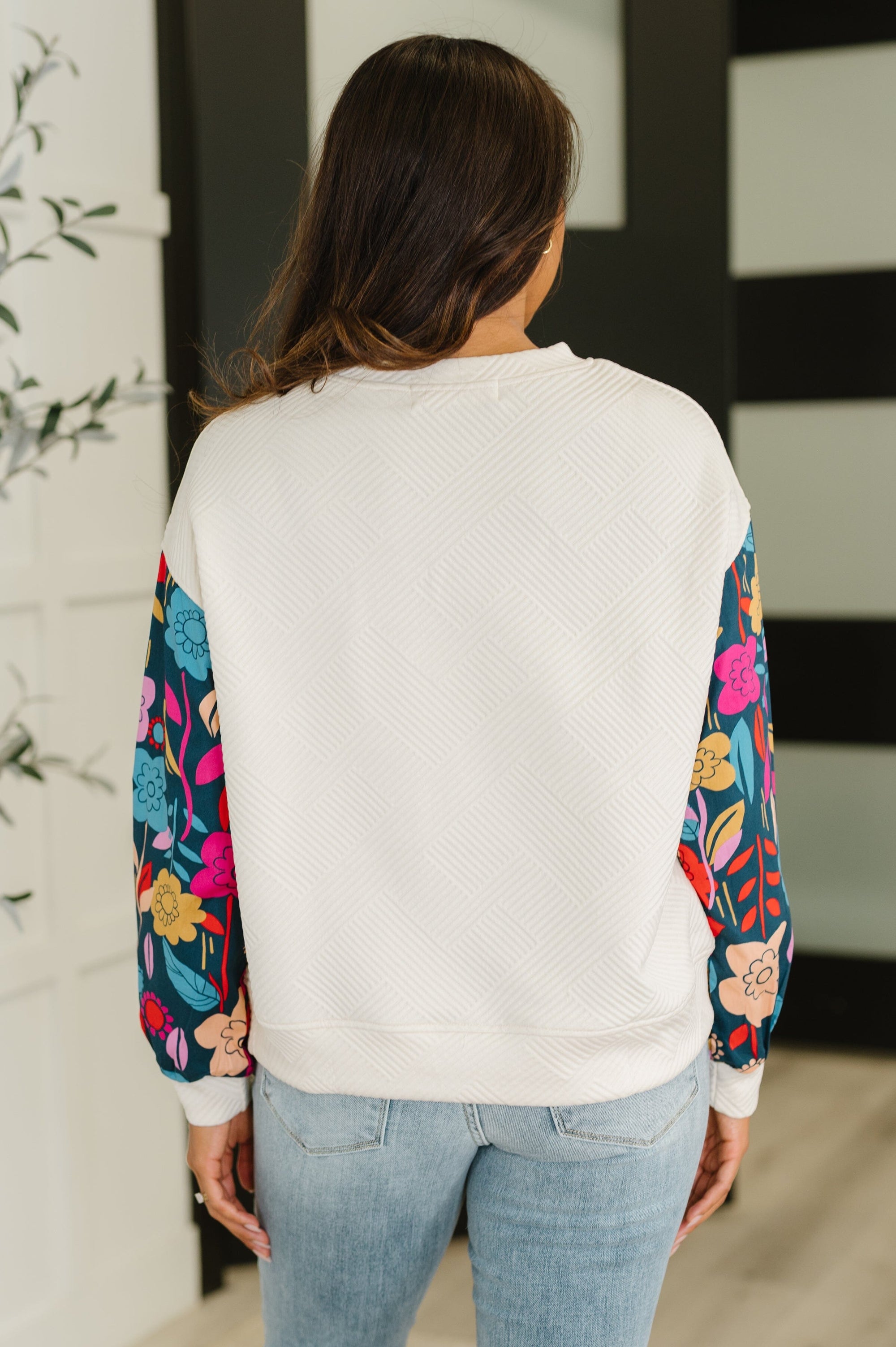 Sing a Melody Floral Sleeve Top Womens Ave Shops 