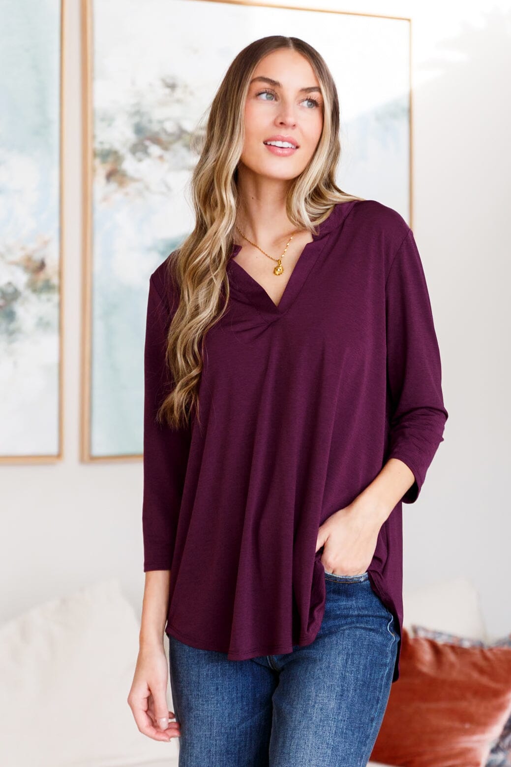 So Outstanding Top in Dark Magenta Tops Ave Shops 