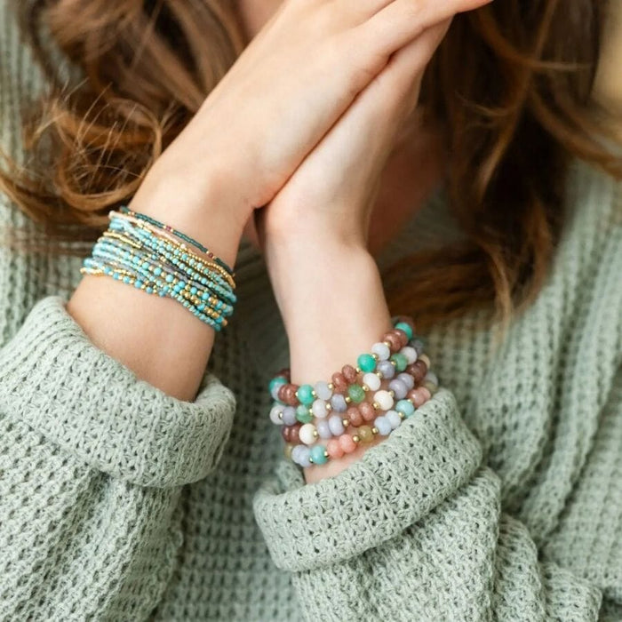 Soft Large Stone Bracelets with Gold Bead Accents Bracelets Splendid Iris 