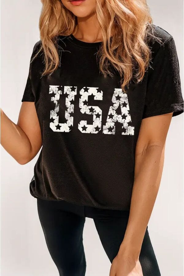 Star USA Graphic Crewneck T Shirt Shirts & Tops LA Society 