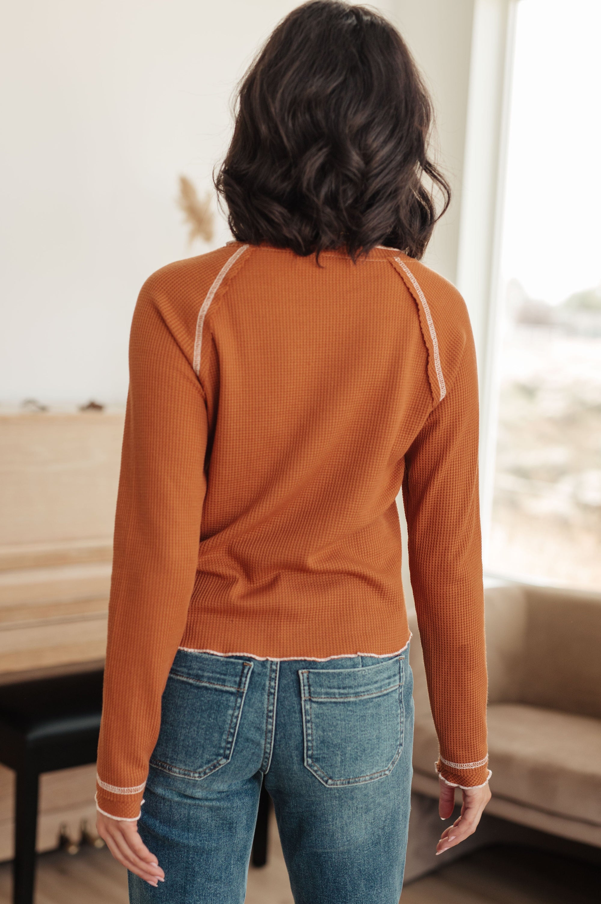 Stitch In Time Waffle Knit Top Tops Ave Shops 