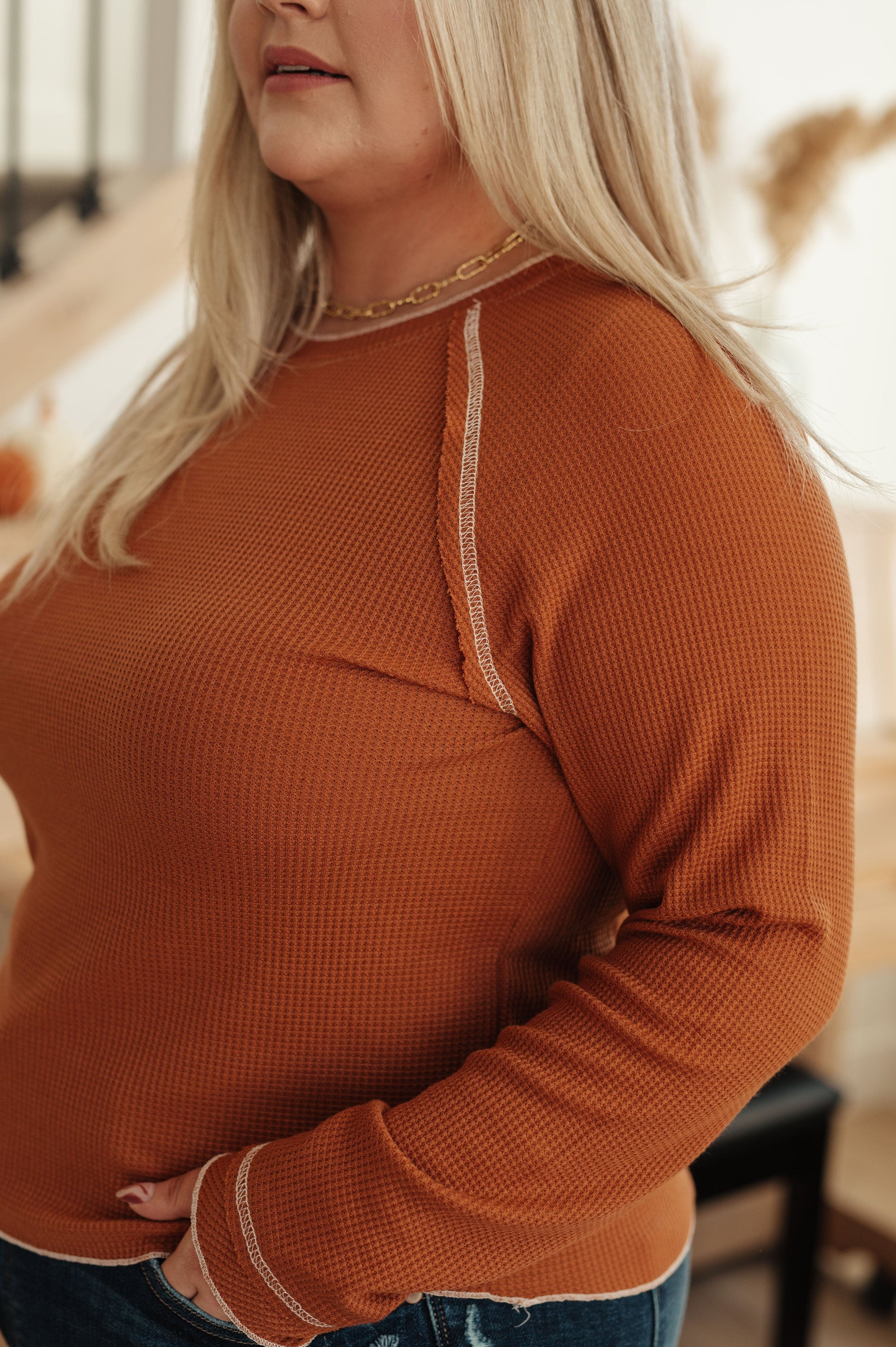 Stitch In Time Waffle Knit Top Tops Ave Shops 