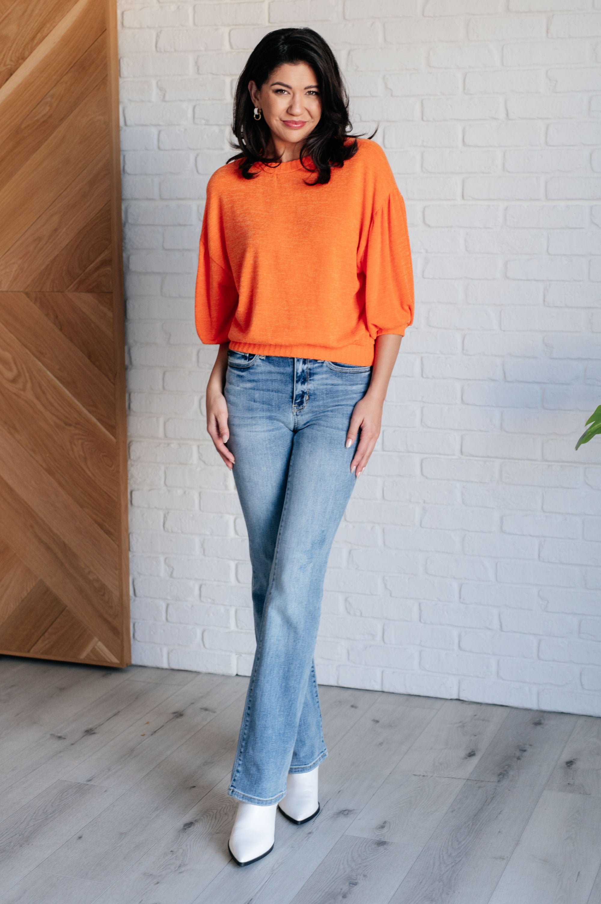 Subway Station Sweater in Orange Tops Ave Shops 