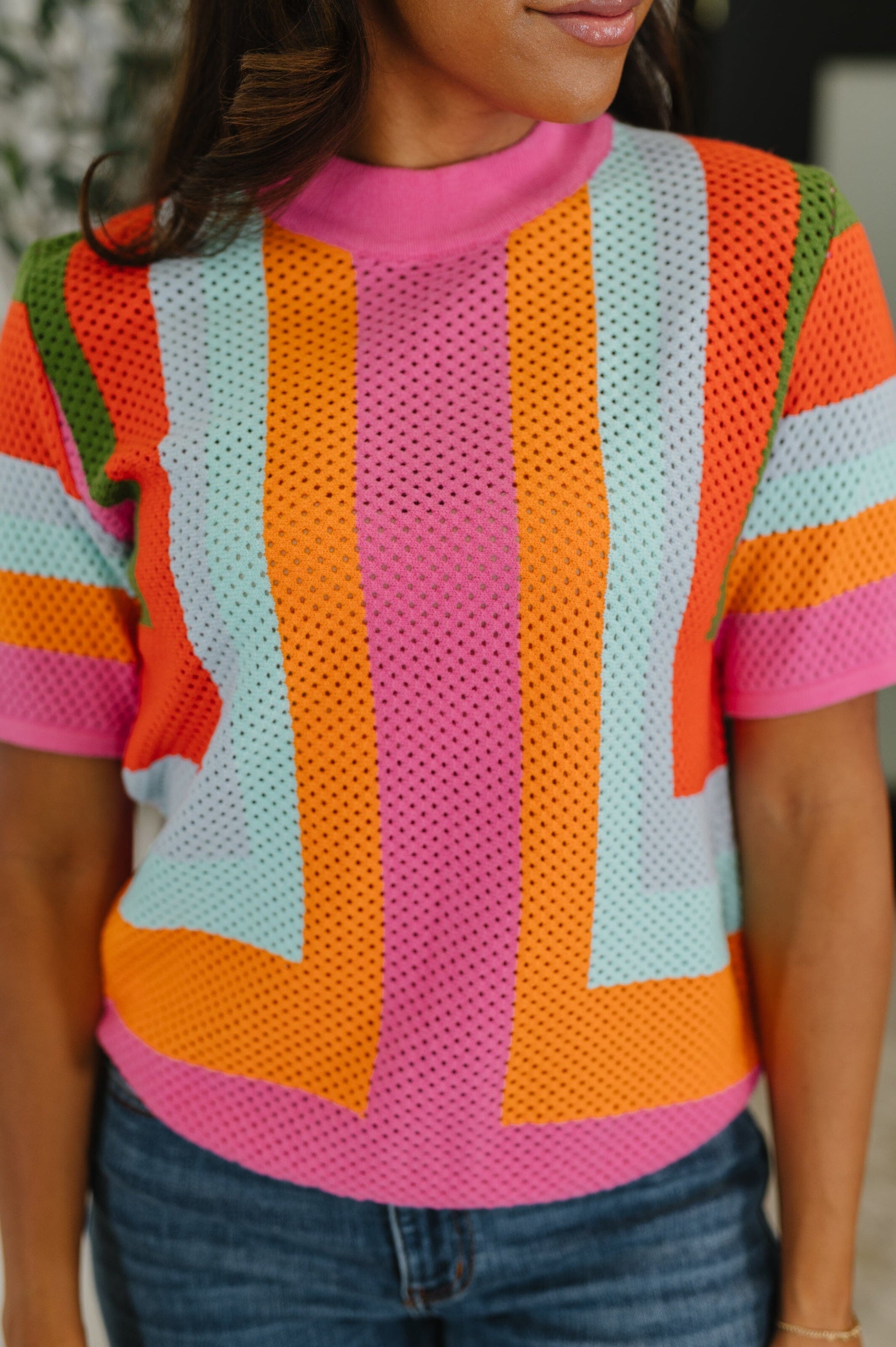 Sunset Stitch Knit Top Womens Ave Shops 