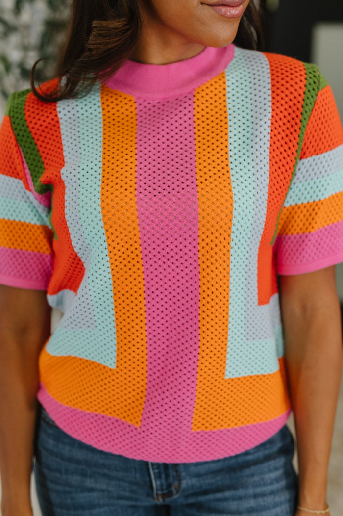 Sunset Stitch Knit Top Womens Ave Shops 