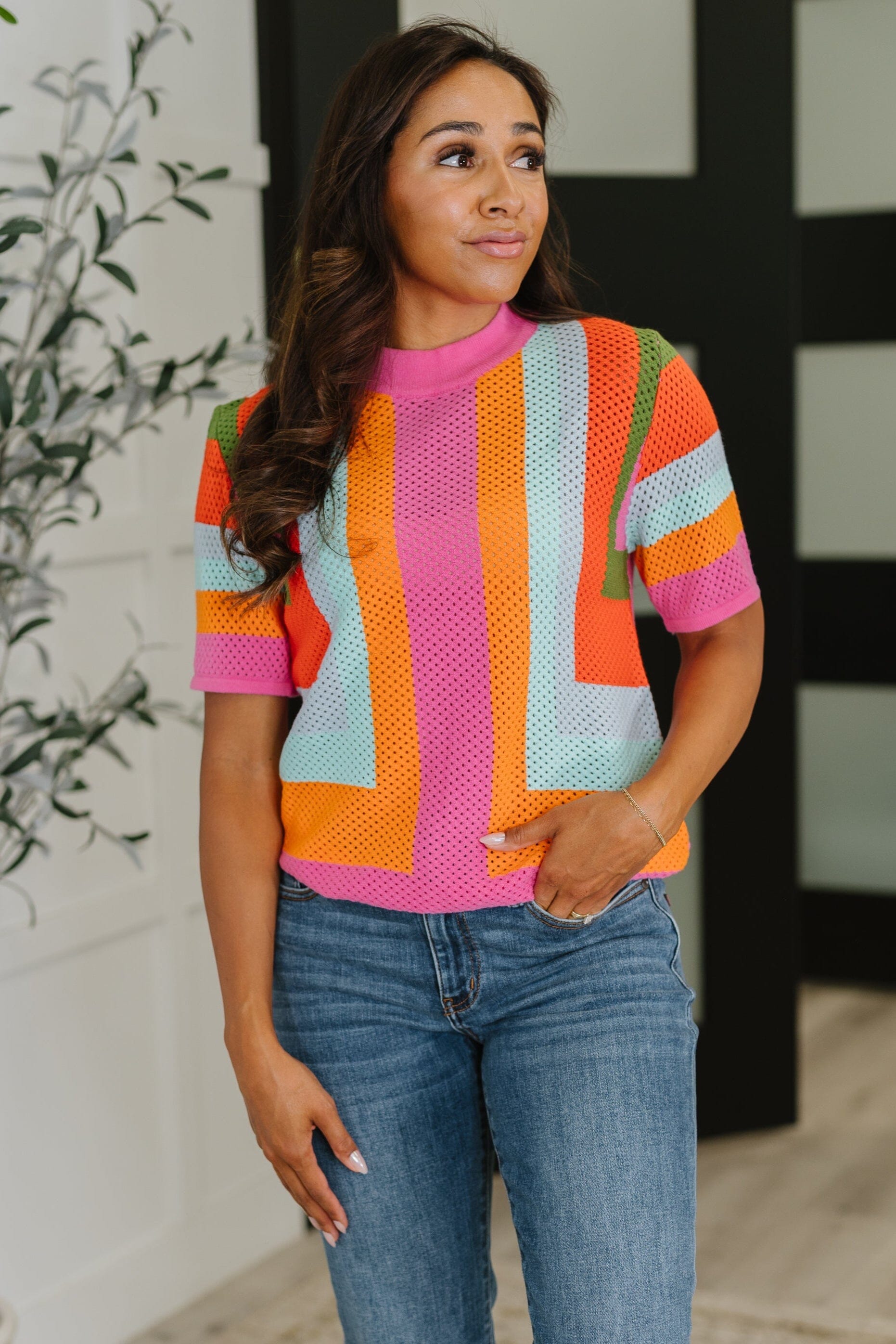 Sunset Stitch Knit Top Womens Ave Shops 