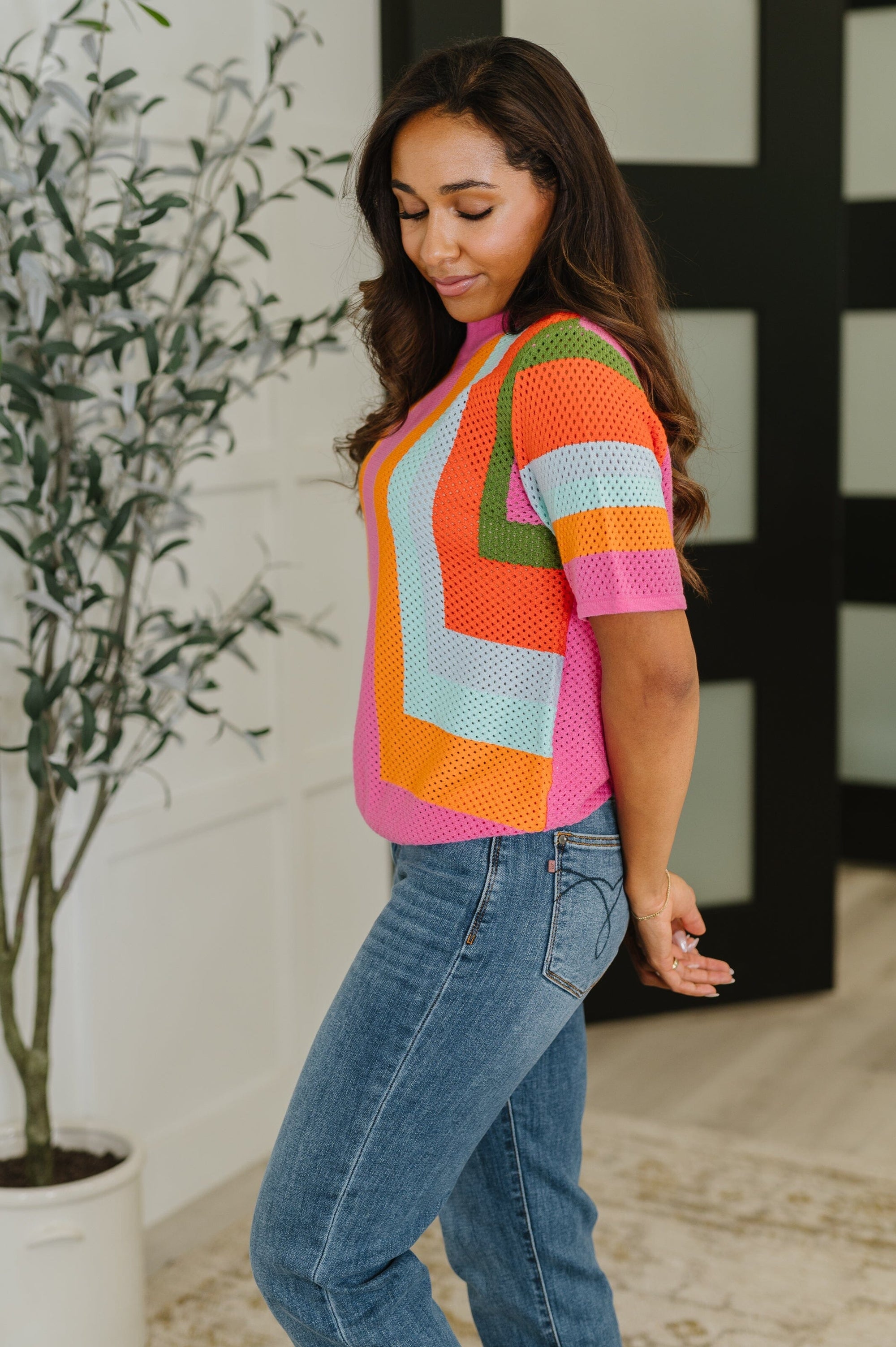 Sunset Stitch Knit Top Womens Ave Shops 