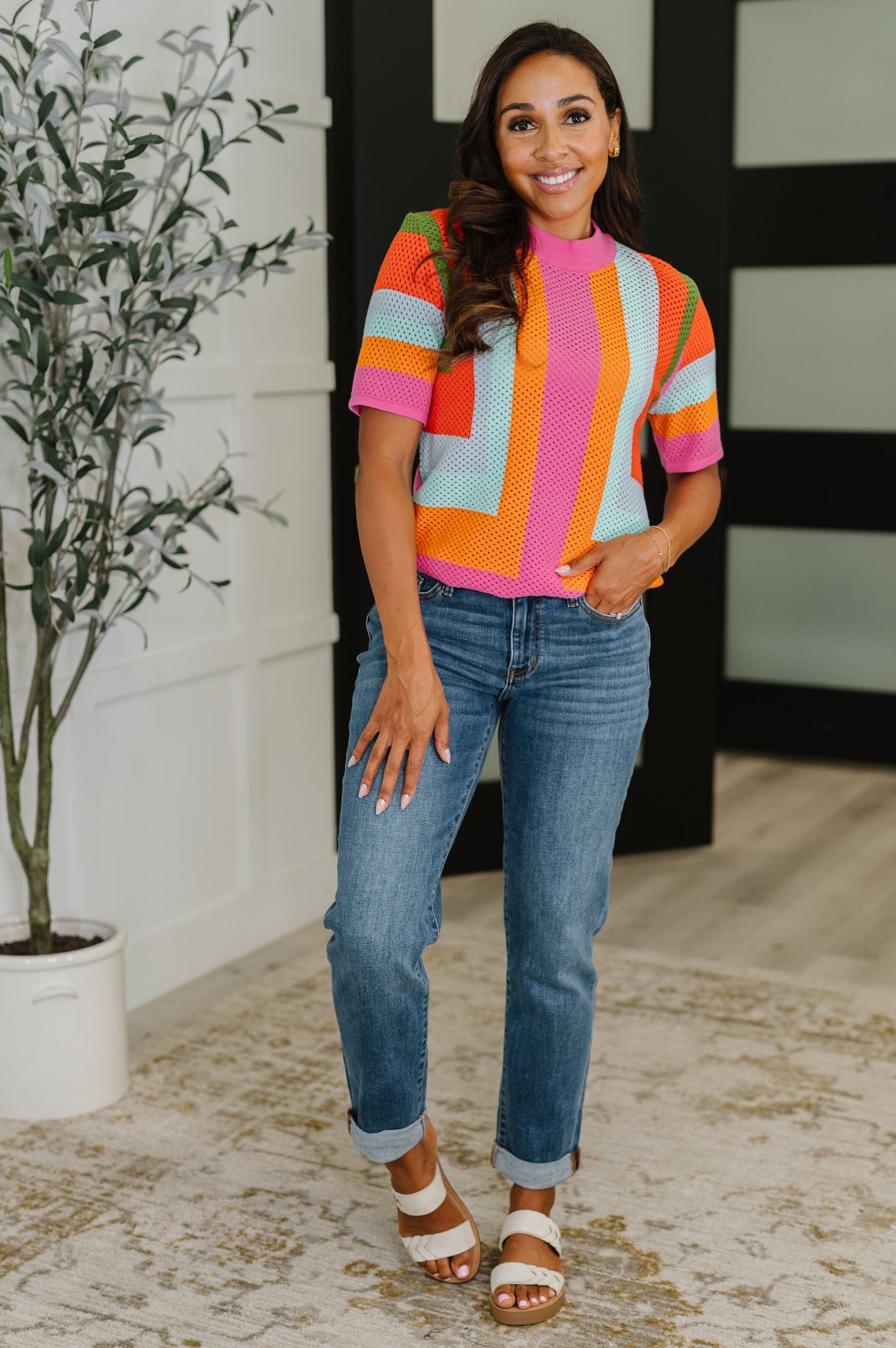 Sunset Stitch Knit Top Womens Ave Shops 