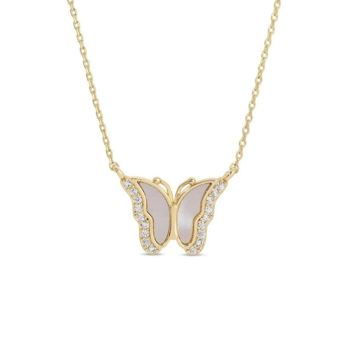 Sweet Shell Pave Butterfly Necklace Necklace Splendid Iris 