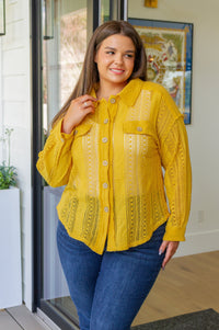 Sweeter Than Nectar Lace Button Down in Honey Tops Ave Shops 