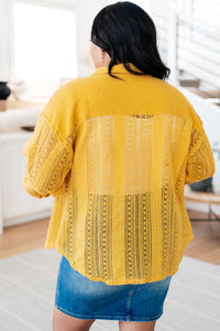 Sweeter Than Nectar Lace Button Down in Honey Tops Ave Shops 