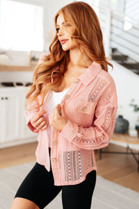 Sweeter Than Nectar Lace Button Down in Rose Tops Ave Shops 